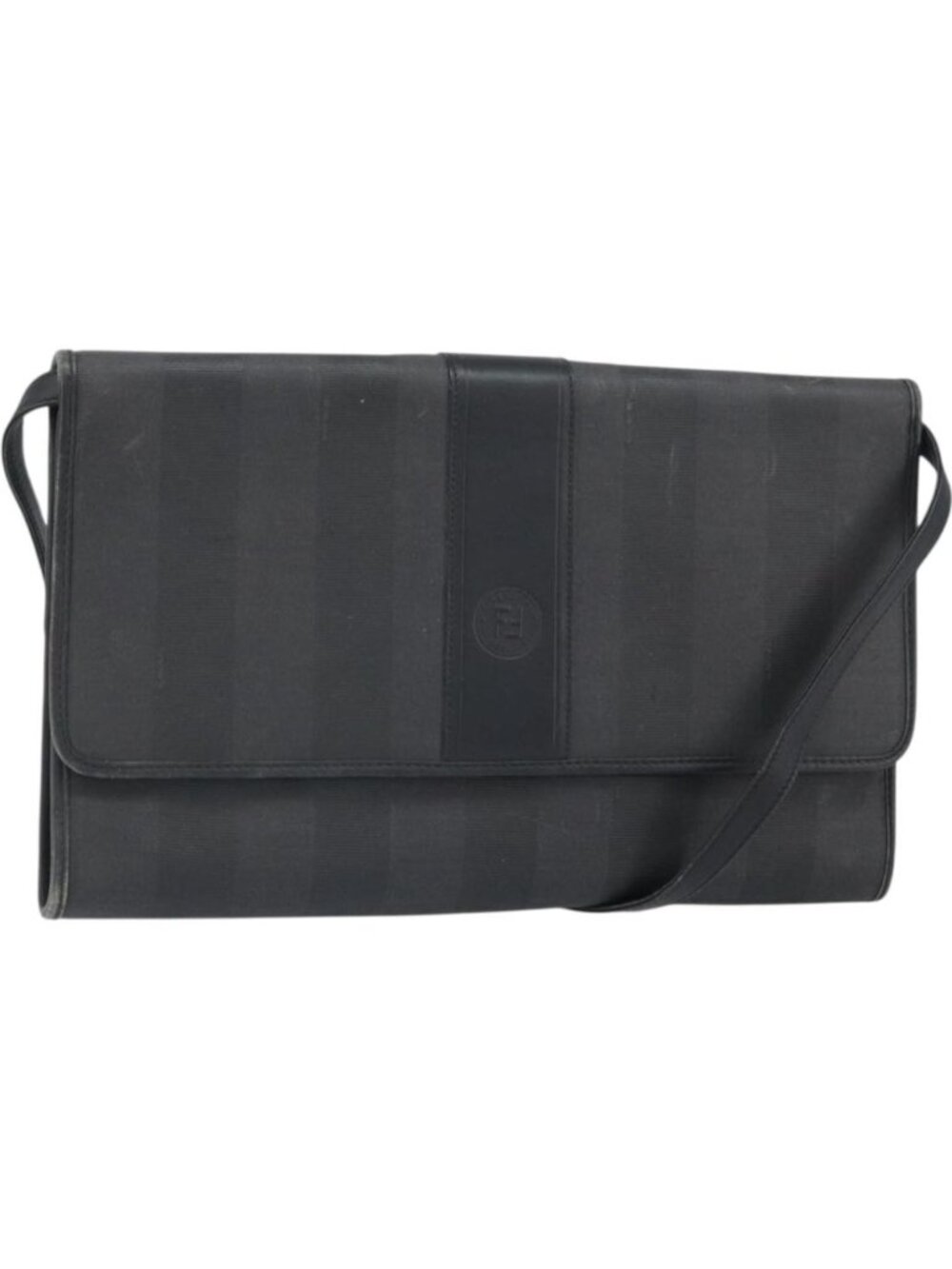 FENDI Pecan Canvas Shoulder Bag Black